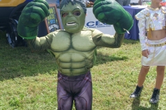 Child dressed as the Hulk poses during the costume festivities at Cape Coral Kiwanis KidsFest 2025.