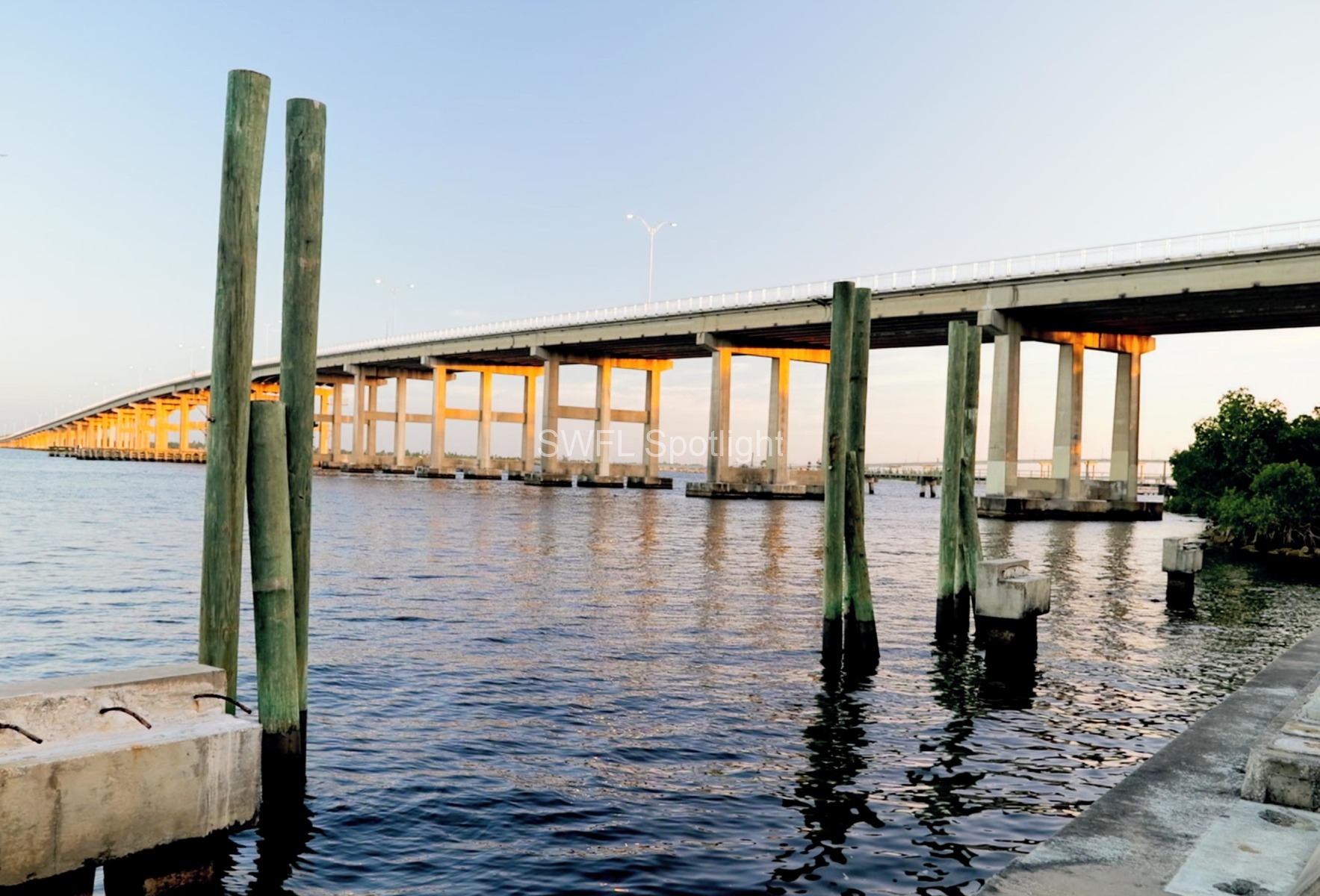 Edison Bridge overlooking the Caloosahatchee River during the Purple Color Run in Fort Myers.
