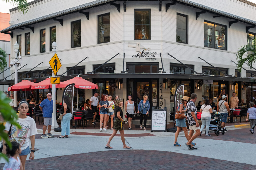 Busy Downtown Fort Myers streets during River District Music Walk