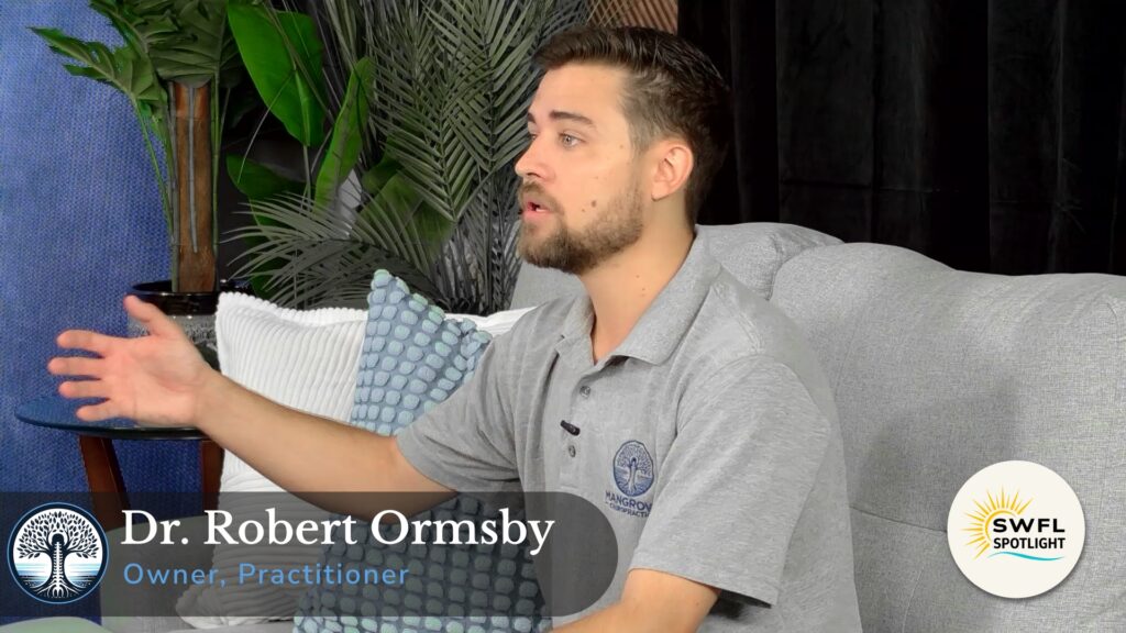 Dr. Robert Ormsby DC of Mangrove Chiropractic during a SWFL Spotlight interview at the MelloD Designs studio in North Fort Myers, Florida.